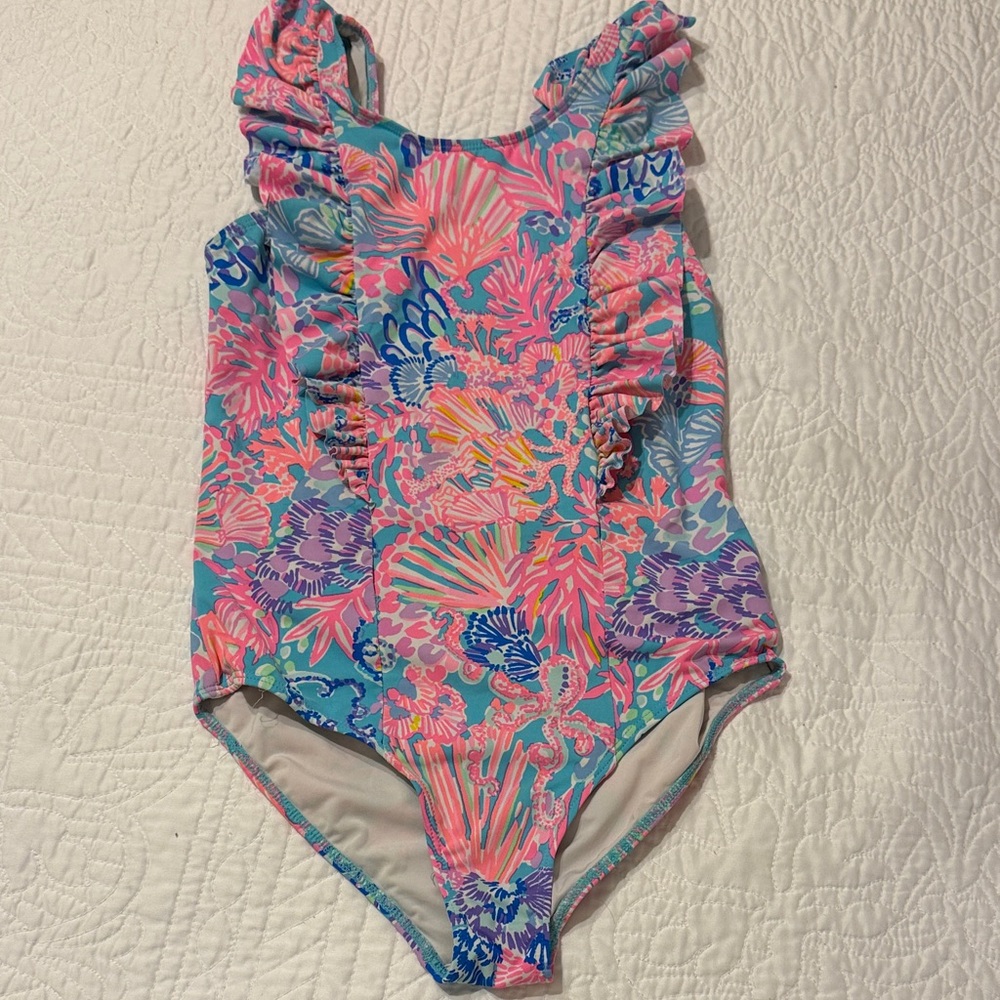 Lilly Pulitzer Kids Swim One Piece - Pink and Blue Floral